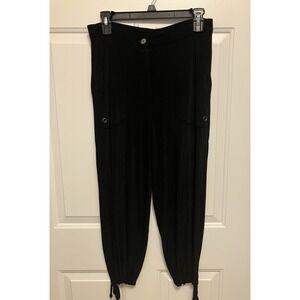 Chico's‎ Travelers Ankle Drawstring Hem Jogger Pants Size 1 S/M Black Women’s